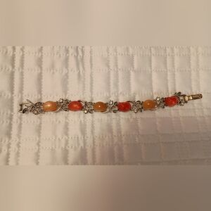 Vtg 1940s Coro Orange Lucite Costume Bracelet